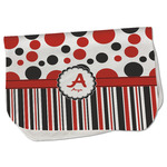 Red & Black Dots & Stripes Burp Cloth - Fleece w/ Name and Initial