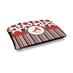 Red & Black Dots & Stripes Outdoor Dog Bed - Medium (Personalized)