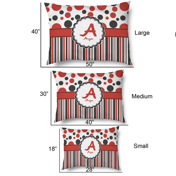 Red & Black Dots & Stripes Outdoor Dog Beds - SIZE CHART
