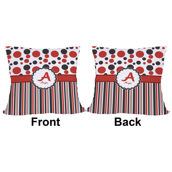 Red & Black Dots & Stripes Outdoor Pillow - 16x16