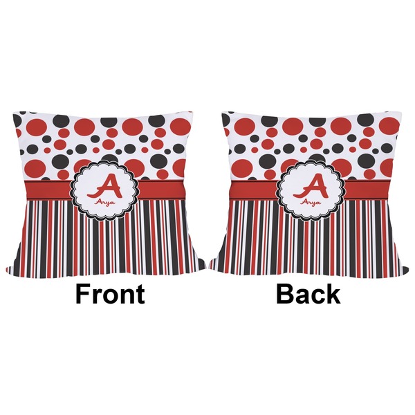 Red & Black Dots & Stripes Outdoor Pillow - 18x18