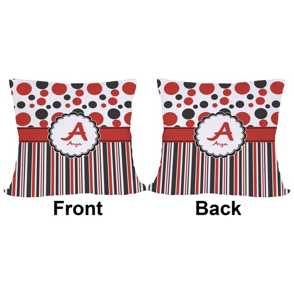 Red & Black Dots & Stripes Outdoor Pillow - 20x20