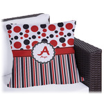 Red & Black Dots & Stripes Outdoor Pillow - 18" (Personalized)