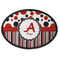 Red & Black Dots & Stripes Iron On Oval Patch w/ Name and Initial