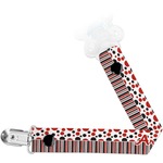 Red & Black Dots & Stripes Pacifier Clip (Personalized)