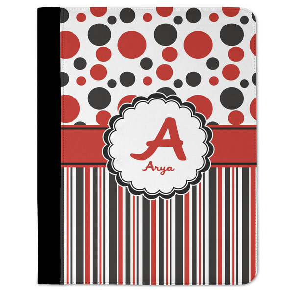 Custom Red & Black Dots & Stripes Padfolio Clipboard - Large (Personalized)