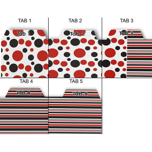 Red & Black Dots & Stripes Page Dividers - Set of 5 - Approval