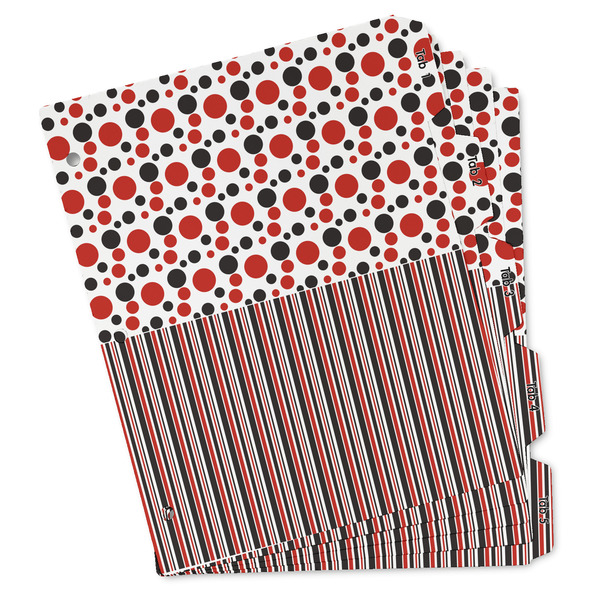 Custom Red & Black Dots & Stripes Binder Tab Divider - Set of 5 (Personalized)
