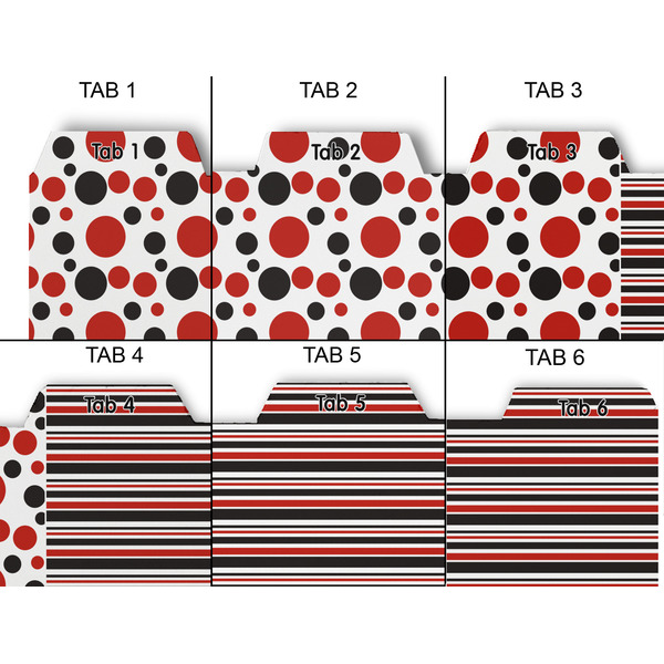 Red & Black Dots & Stripes Page Dividers - Set of 6 - Approval