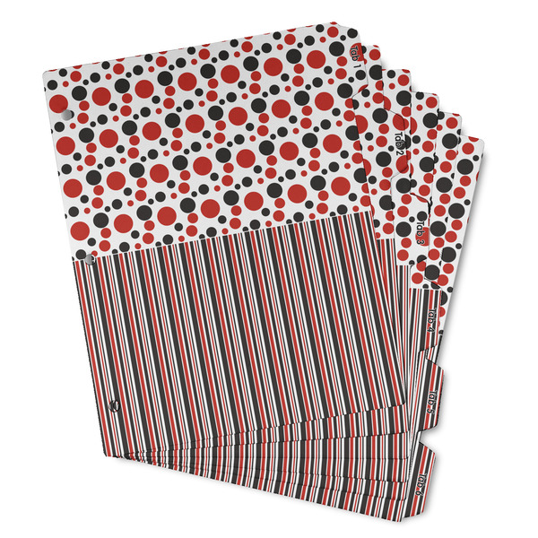 Custom Red & Black Dots & Stripes Binder Tab Divider - Set of 6 (Personalized)