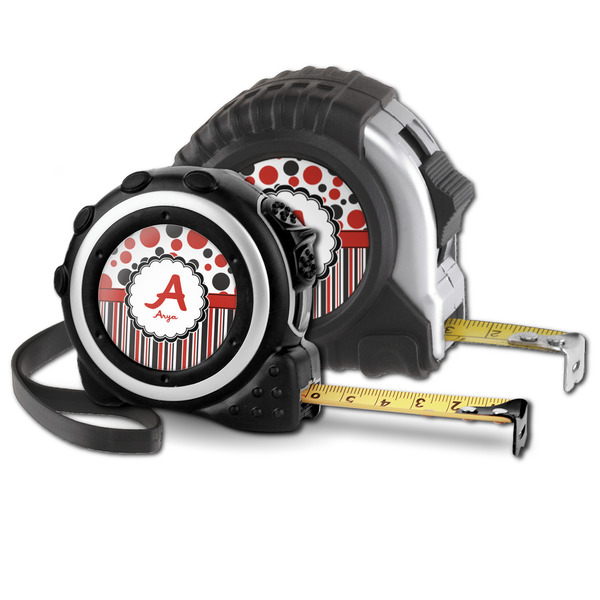 Red & Black Dots & Stripes Parent tape measure