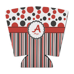 Red & Black Dots & Stripes Party Cup Sleeve - with Bottom (Personalized)