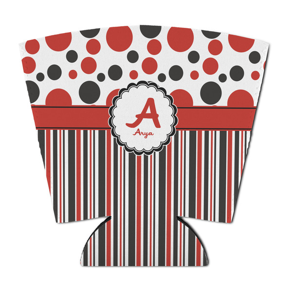 Custom Red & Black Dots & Stripes Party Cup Sleeve - with Bottom (Personalized)