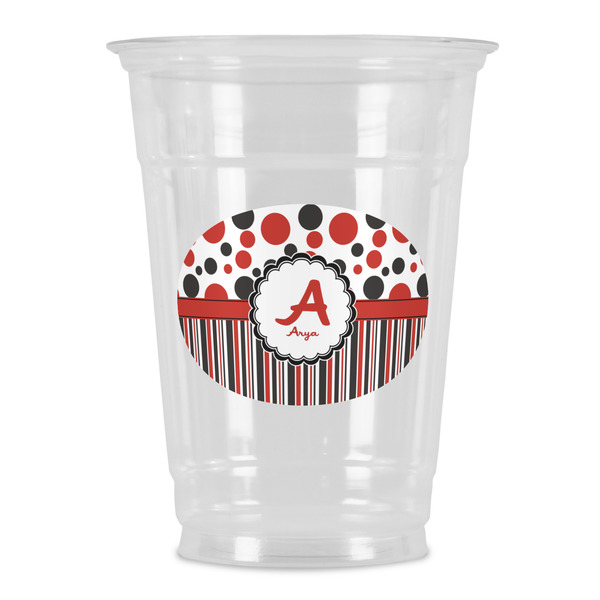 Custom Red & Black Dots & Stripes Party Cups - 16oz (Personalized)