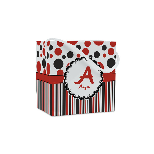 Custom Red & Black Dots & Stripes Party Favor Gift Bags (Personalized)
