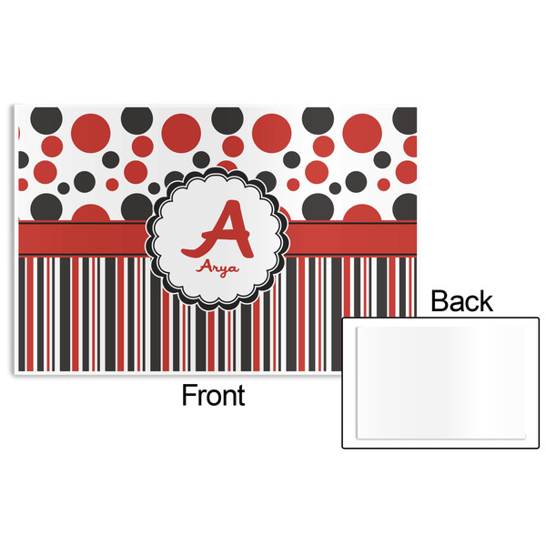 Red & Black Dots & Stripes Disposable Paper Placemat - Front & Back