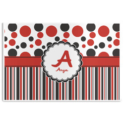 Red & Black Dots & Stripes Disposable Paper Placemats (Personalized)
