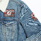 Red & Black Dots & Stripes Patches Lifestyle Jean Jacket Detail