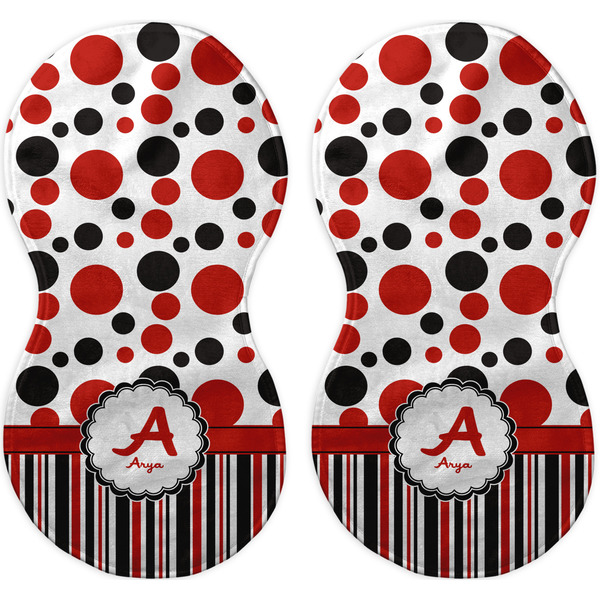Red & Black Dots & Stripes Peanut Shaped Burps - Approval