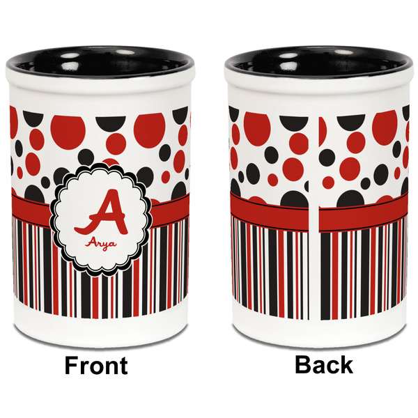 Red & Black Dots & Stripes Pencil Holder - Black - approval