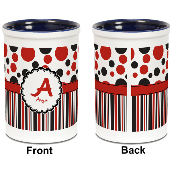 Red & Black Dots & Stripes Pencil Holder - Blue - approval