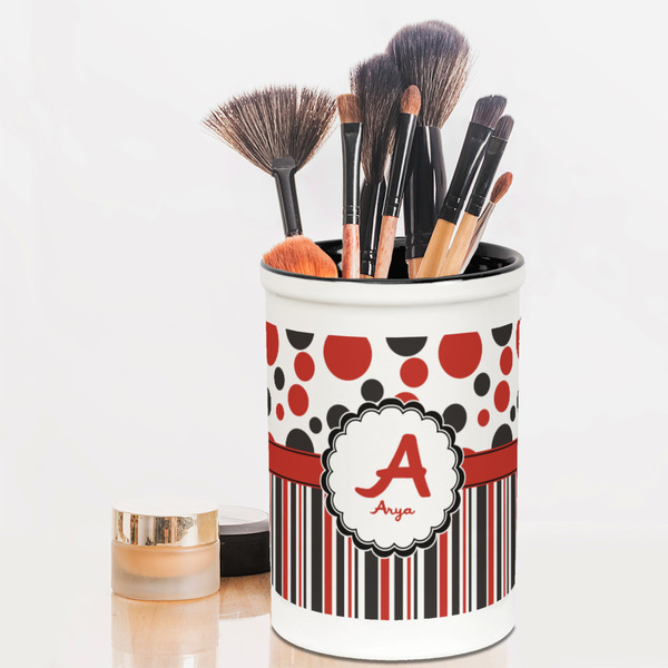Red & Black Dots & Stripes Pencil Holder - LIFESTYLE makeup