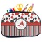 Red & Black Dots & Stripes Neoprene Pencil Case - Medium w/ Name and Initial