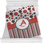 Red & Black Dots & Stripes Minky Blanket (Personalized)