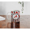 Red & Black Dots & Stripes Personalized Coffee Mug - Lifestyle
