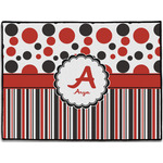 Red & Black Dots & Stripes Door Mat (Personalized)