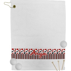 Red & Black Dots & Stripes Golf Bag Towel (Personalized)