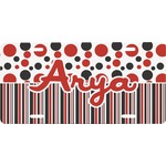 Red & Black Dots & Stripes Front License Plate (Personalized)