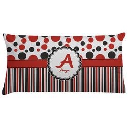 Red & Black Dots & Stripes Pillow Case - King (Personalized)