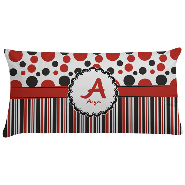 Custom Red & Black Dots & Stripes Pillow Case - King (Personalized)