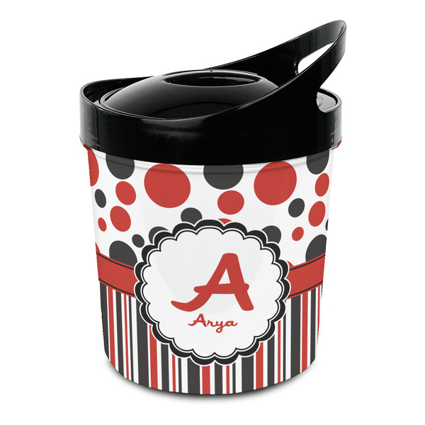 Custom Red & Black Dots & Stripes Plastic Ice Bucket (Personalized)
