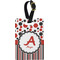 Red & Black Dots & Stripes Plastic Luggage Tag - Rectangular w/ Name and Initial