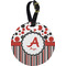 Red & Black Dots & Stripes Personalized Round Luggage Tag
