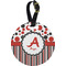 Red & Black Dots & Stripes Plastic Luggage Tag - Round (Personalized)