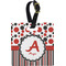 Red & Black Dots & Stripes Personalized Square Luggage Tag
