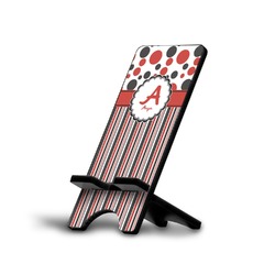 Red & Black Dots & Stripes Cell Phone Stand (Personalized)