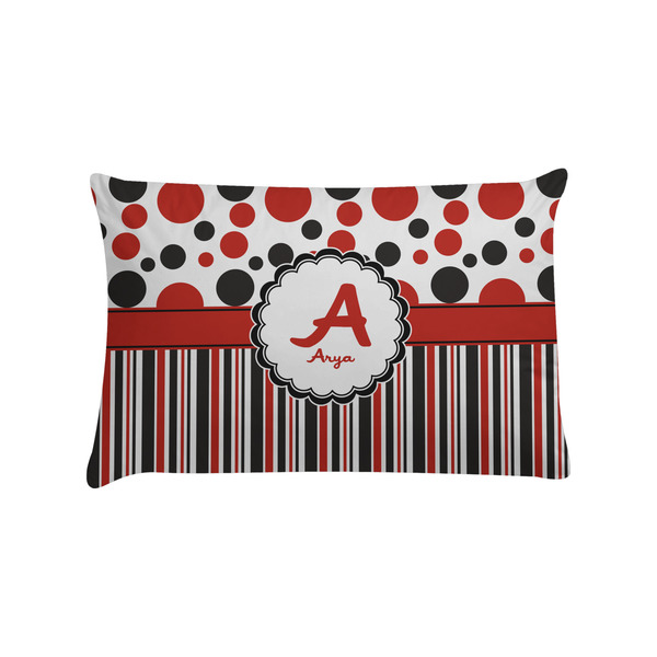 Custom Red & Black Dots & Stripes Pillow Case - Standard (Personalized)