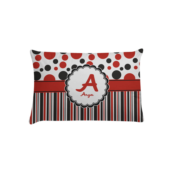 Custom Red & Black Dots & Stripes Pillow Case - Toddler (Personalized)