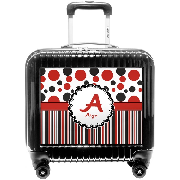 Custom Red & Black Dots & Stripes Pilot / Flight Suitcase (Personalized)