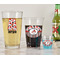 Red & Black Dots & Stripes Pint Glass - Two Content - In Context