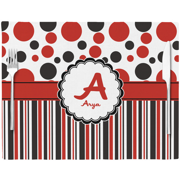 Red & Black Dots & Stripes Placemat with Props