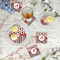 Red & Black Dots & Stripes Plastic Party Appetizer & Dessert Plates - In Context