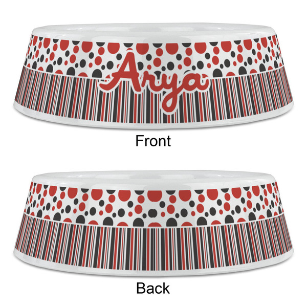 Red & Black Dots & Stripes Plastic Pet Bowls - Large - APPROVAL