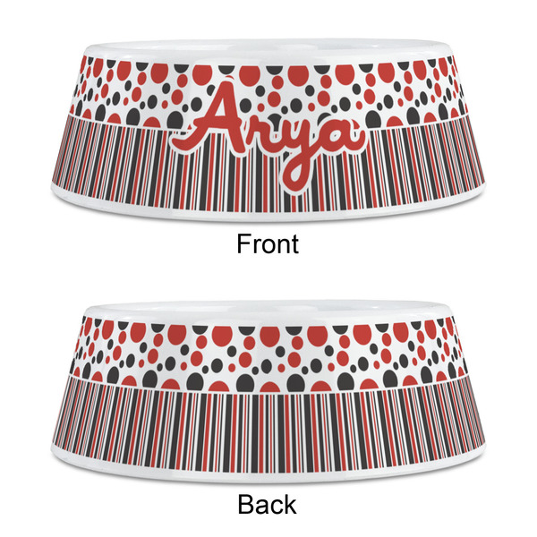 Red & Black Dots & Stripes Plastic Pet Bowls - Medium - APPROVAL