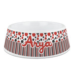 Red & Black Dots & Stripes Plastic Dog Bowl - Medium (Personalized)