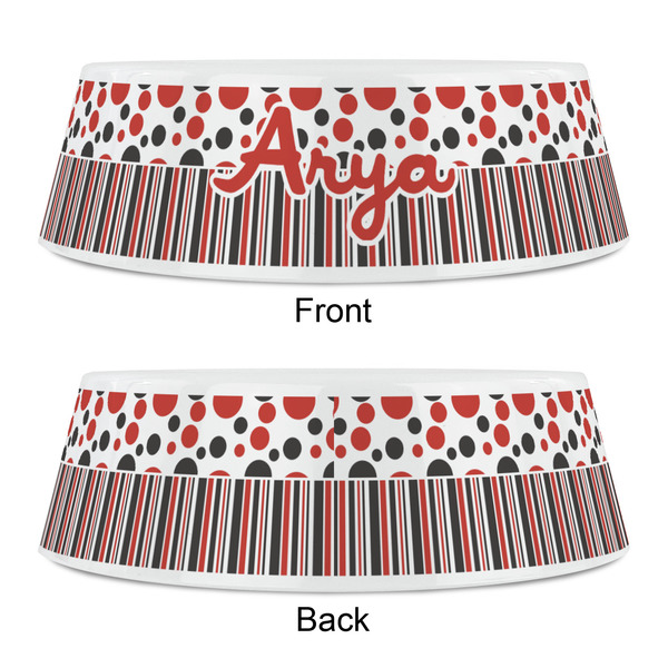 Red & Black Dots & Stripes Plastic Pet Bowls - Small - APPROVAL